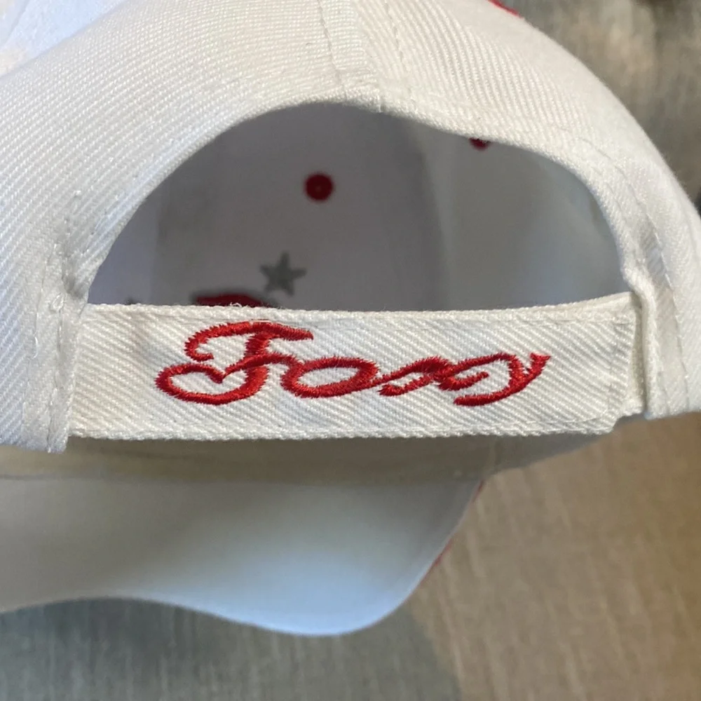 Foxy Ladies NWT White & Red Adjustable One Size Hat